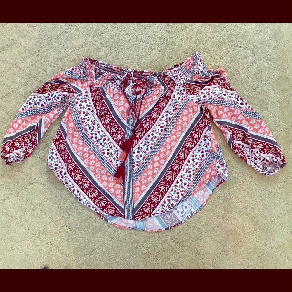 Cute Off-shoulder Print Top